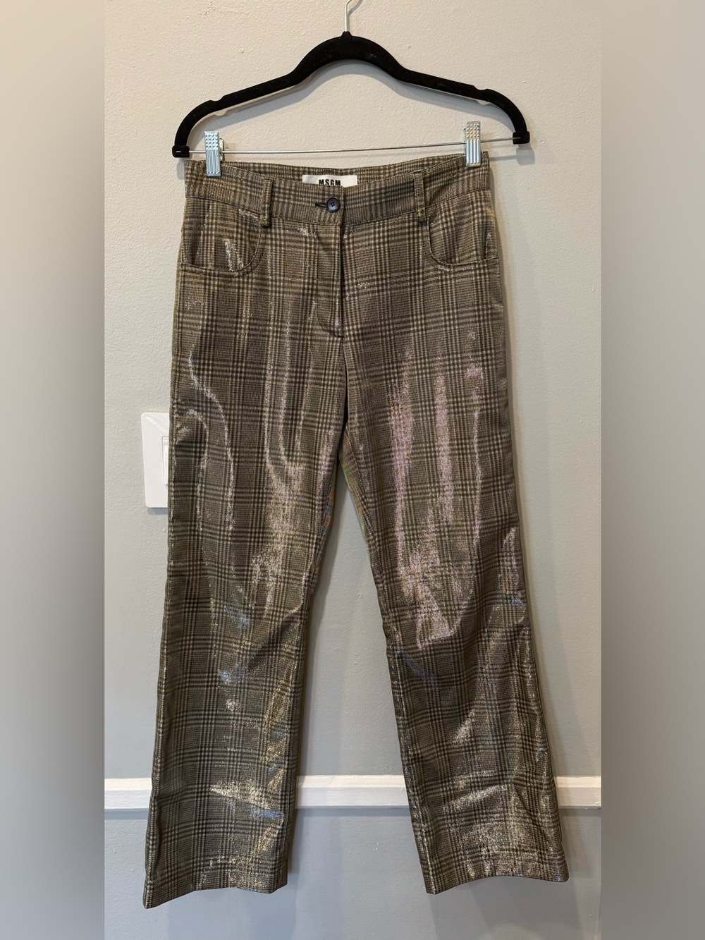 MSGM Metallic Plaid Pants